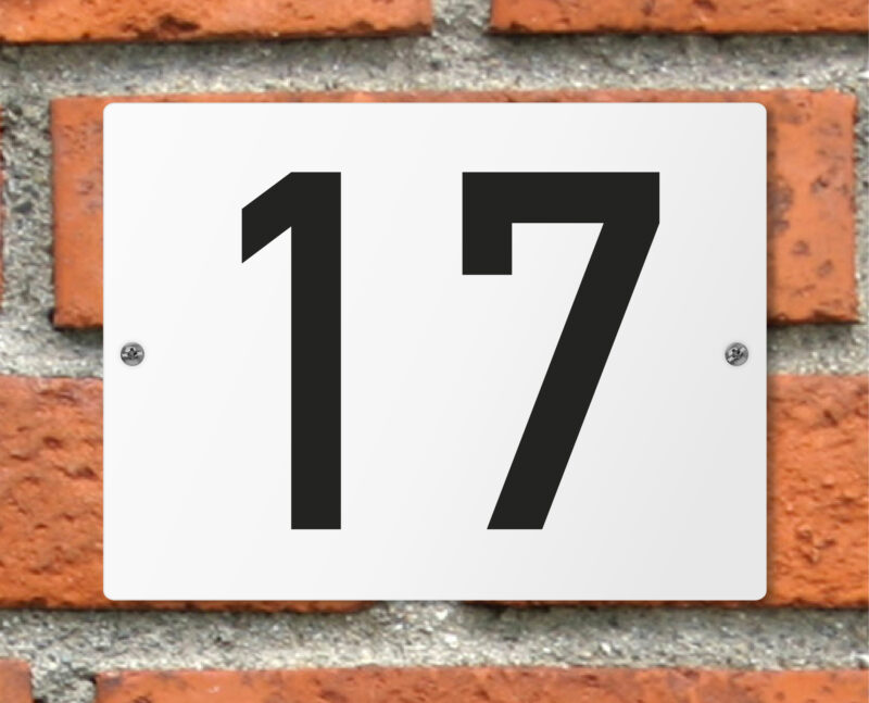 Basis huisnummerbord wit 17 Basis huisnummerbord wit 17