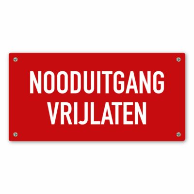Nooduitgang vrijlaten tekstbord rood